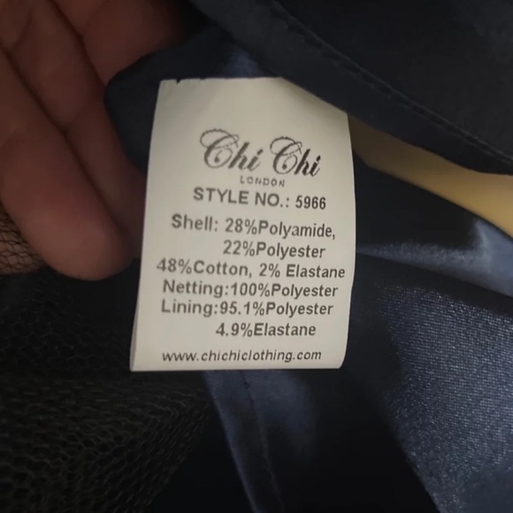 Chi Chi London Blue Dress with Gold Stitching - Picture 6 of 6